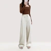 Acetate wool pants for women in the 2024 autumn/winter season, with a thick, soft and soft core and warm fleece, mid-high-waisted, slightly wide-leg straight-leg casual pants Application Scenario